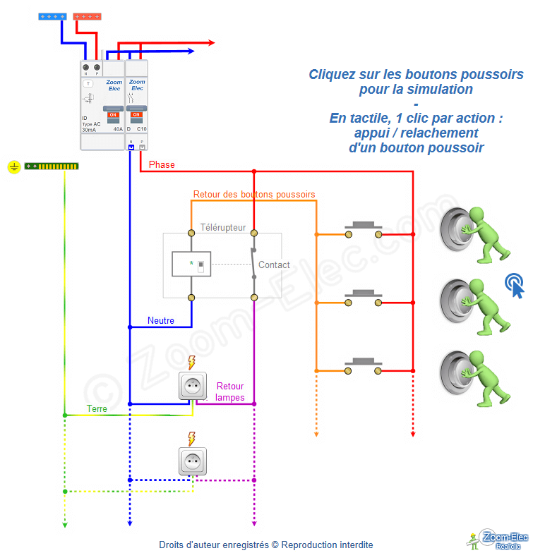 Schema et branchement de prise commandée par telerupteur Schema et branchement de prise commandée par telerupteur