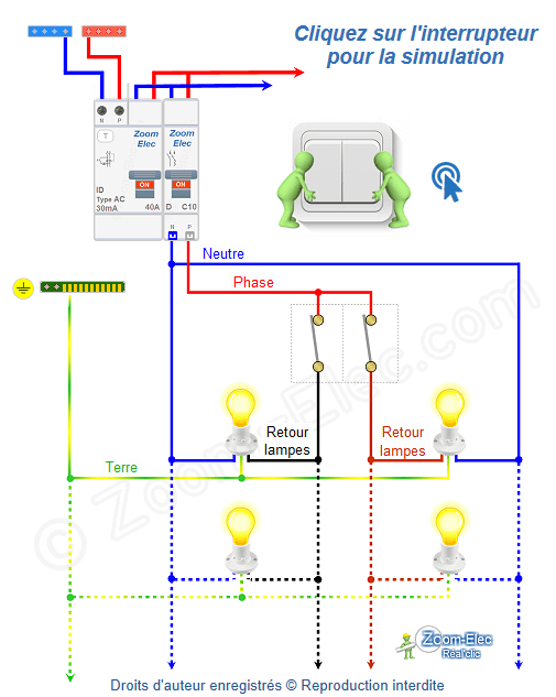 Schéma électrique de l'interrupteur double allumage Schéma électrique de l'interrupteur double allumage