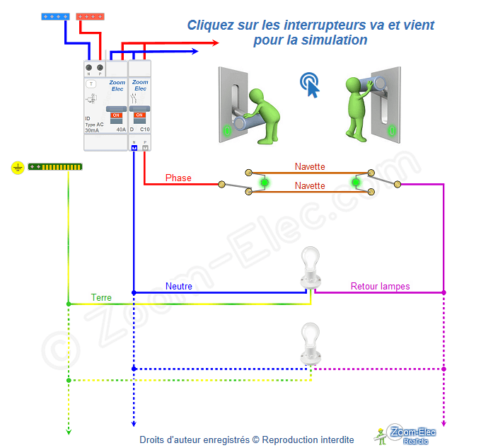 Schéma du va-et-vient lumineux sans neutre Schéma du va-et-vient lumineux sans neutre